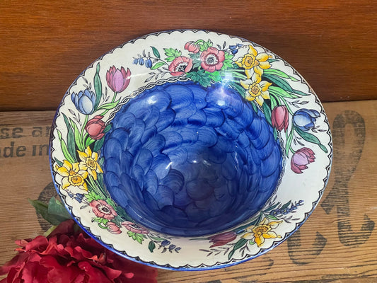 Vintage 1930s Maling WARE England hand-painted blue floral