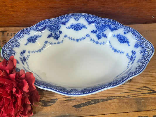 Antique W H Grindley Waverley Blue & White Flow China Dish