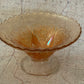 Vintage Marigold Carnival Glass Pedestal Bowl – Heart & Flower Pattern