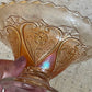 Vintage Marigold Carnival Glass Pedestal Bowl – Heart & Flower Pattern