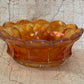 Vintage Marigold Carnival Glass Bowl with Grape & Leaf Pattern – 15cm