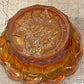 Vintage Marigold Carnival Glass Bowl with Grape & Leaf Pattern – 15cm