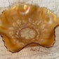 Antique Marigold Carnival Glass Bowl – Daisy & Leaf Pattern
