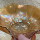 Antique Marigold Carnival Glass Bowl – Daisy & Leaf Pattern