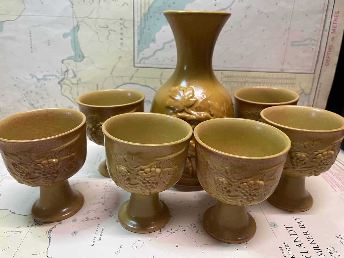 Neferitti Stoneware by Diana Wine Set – Carafe & 6 Goblets