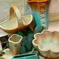 Vintage Australian Pottery Basket Vase / Console Bowl c.1950s–60s