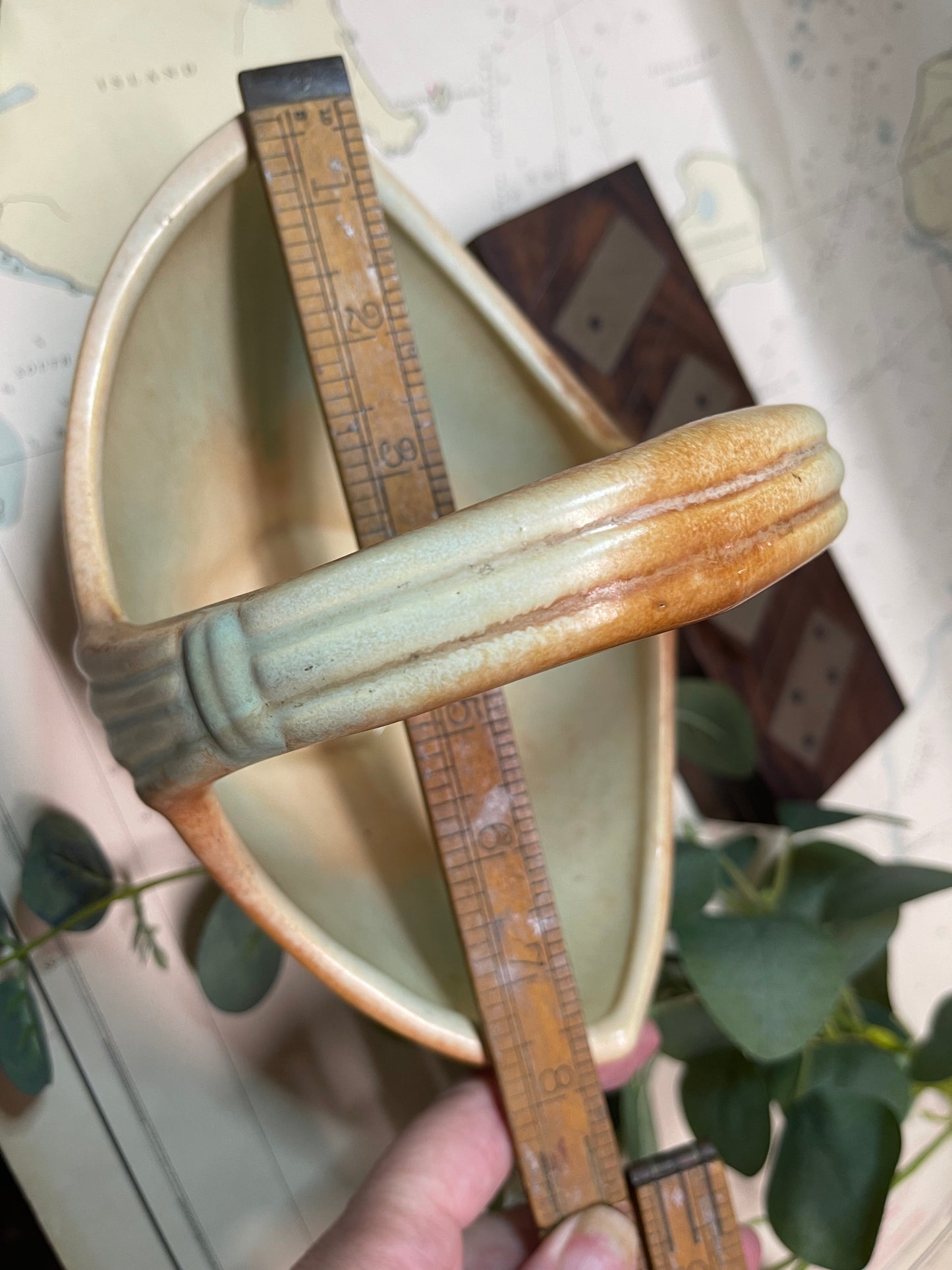 Vintage Australian Pottery Basket Vase / Console Bowl c.1950s–60s