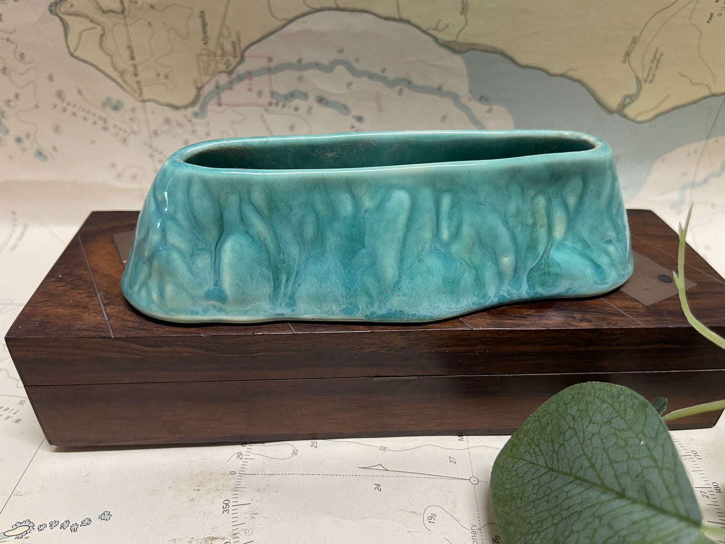 MCP Sydney Australian Pottery Trough Vase / Ikebana Planter Mid-Century Drip Glaze Ceramic – c.1960s–70s