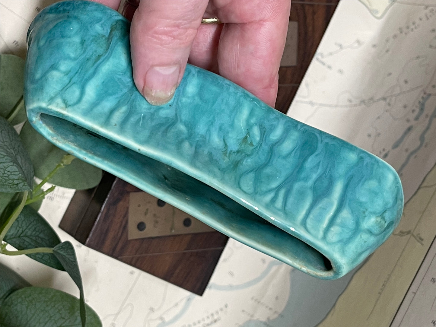 MCP Sydney Australian Pottery Trough Vase / Ikebana Planter Mid-Century Drip Glaze Ceramic – c.1960s–70s