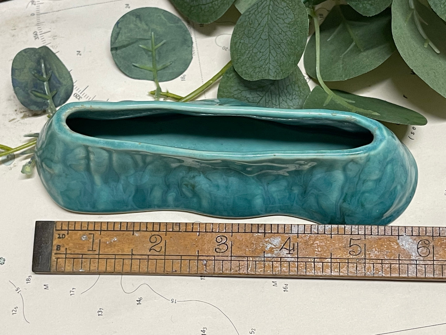 MCP Sydney Australian Pottery Trough Vase / Ikebana Planter Mid-Century Drip Glaze Ceramic – c.1960s–70s