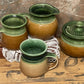 Vintage Bendigo Pottery Green & Ochre Glaze Stoneware Set (4 Pieces, Australian Made)