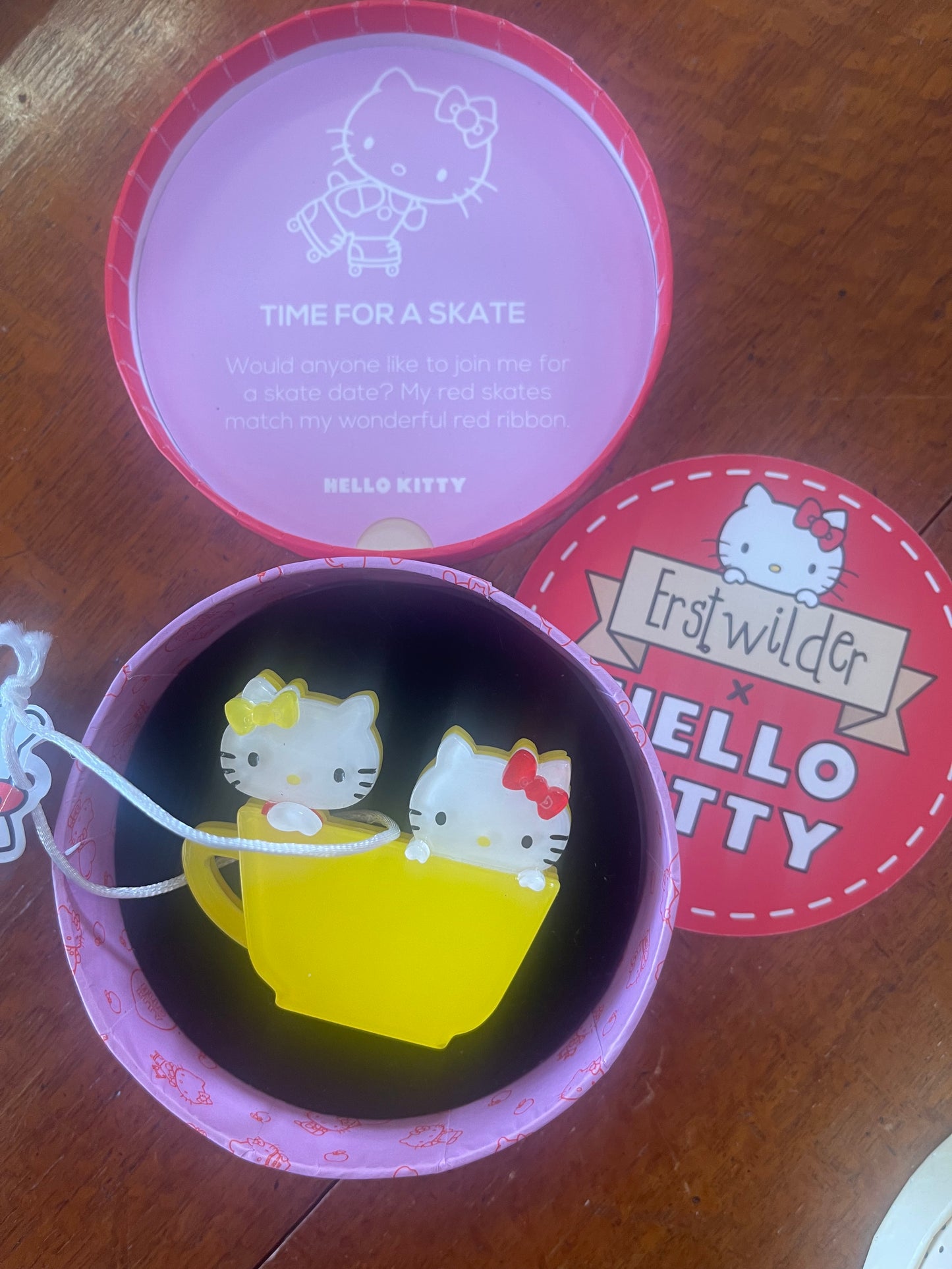 Hello Kitty & Mimmy Yellow Teacup Brooch by Erstwilder