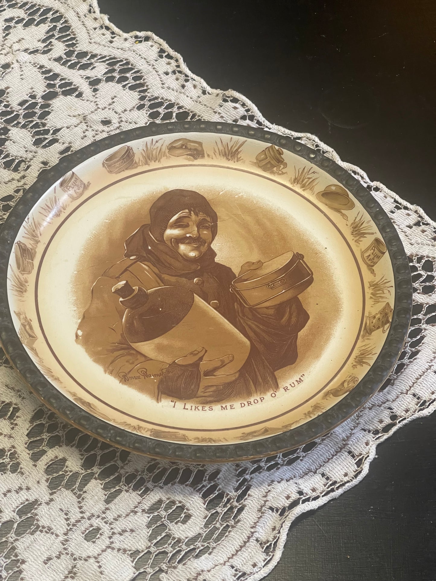 Grimwades Bairnsfather Ware China Plate ‘I likes me Rum’ WWI Souvenir