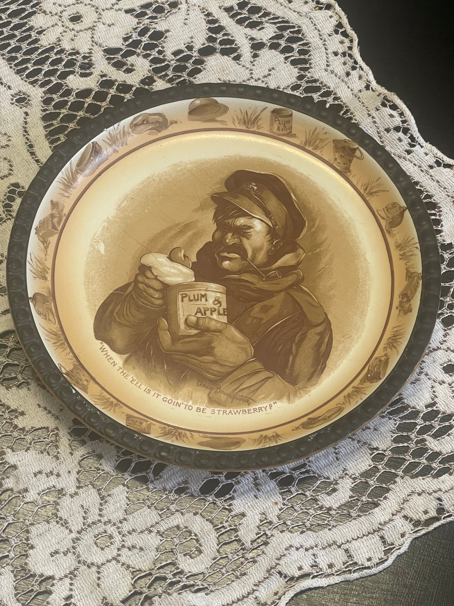 Grimwades Bairnsfather Ware China Plate ‘jam’ WWI Souvenir