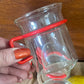 Set of Four Bodum Denmark glass coffee or tea mugs with Red Handles