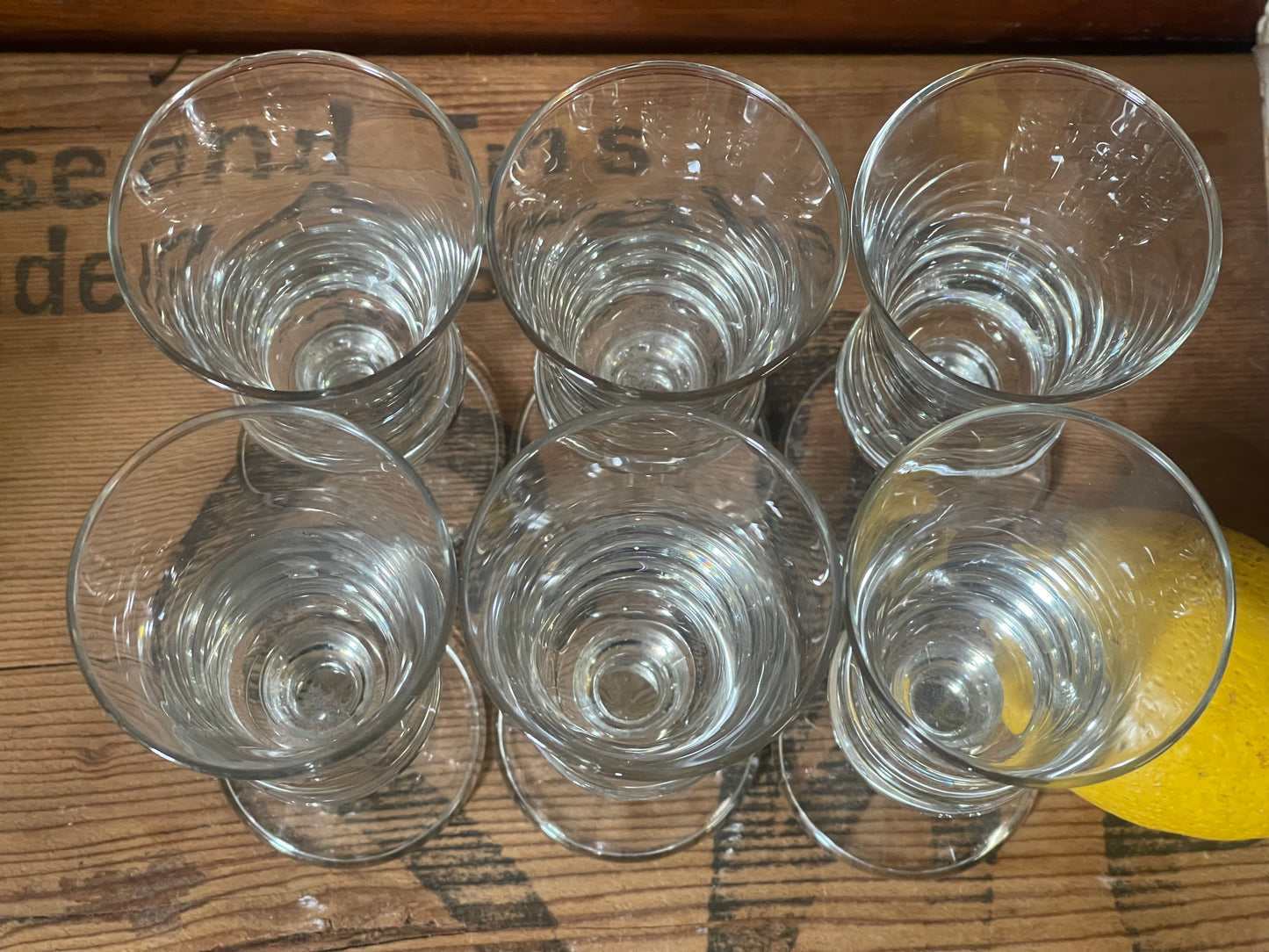 Vintage mid century Aperitif/Shot glasses Set of 6, Square shape. Danish style.