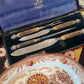 Antique Mappin & Webb Carving Set in Original Case – Stag Antler Handles – Victorian / Edwardian