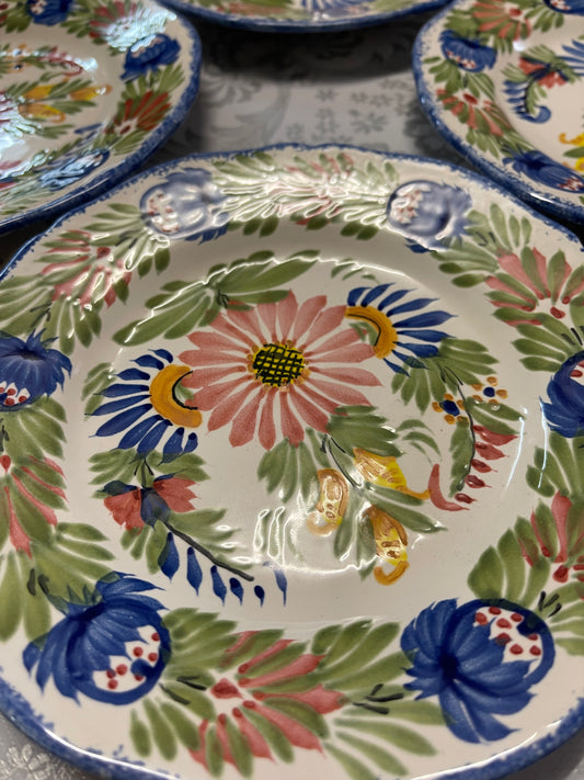 HB Quimper Faience Plate Set (4) – Hand-Painted in France
