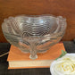 1930s Josef Inwald - Art Deco ribbed glass bowl with fish feet