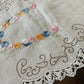 Vintage Hand-Embroidered Linen Table Runner – Floral Garland with Crochet Edging