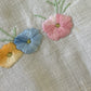 Vintage Hand-Embroidered Linen Table Runner – Floral Garland with Crochet Edging