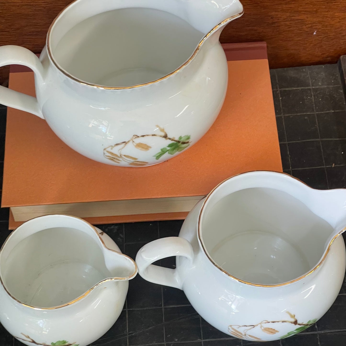 3 piece Jug Set with blue birds by Victoria, Czechoslovakia c.1950s