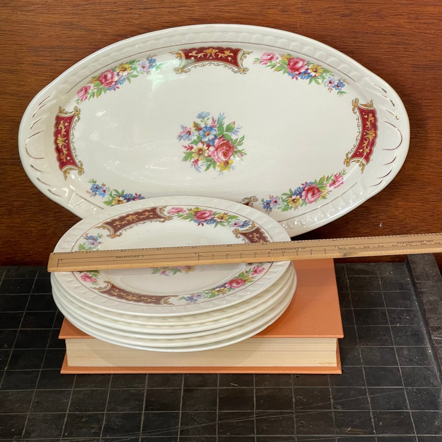 7 piece Floral Sandwich Plate Set, Barrett’s Staffordshire England c.1950s