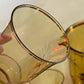 Hand-Painted Amber Glass Cocktail Set with Tropical Bird Motif — 7 Piece Set
