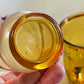 Hand-Painted Amber Glass Cocktail Set with Tropical Bird Motif — 7 Piece Set