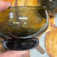 Vintage Smoked Glass Sugar Bowl & Cream Jug Set – 1970s Amber Smoke Glass