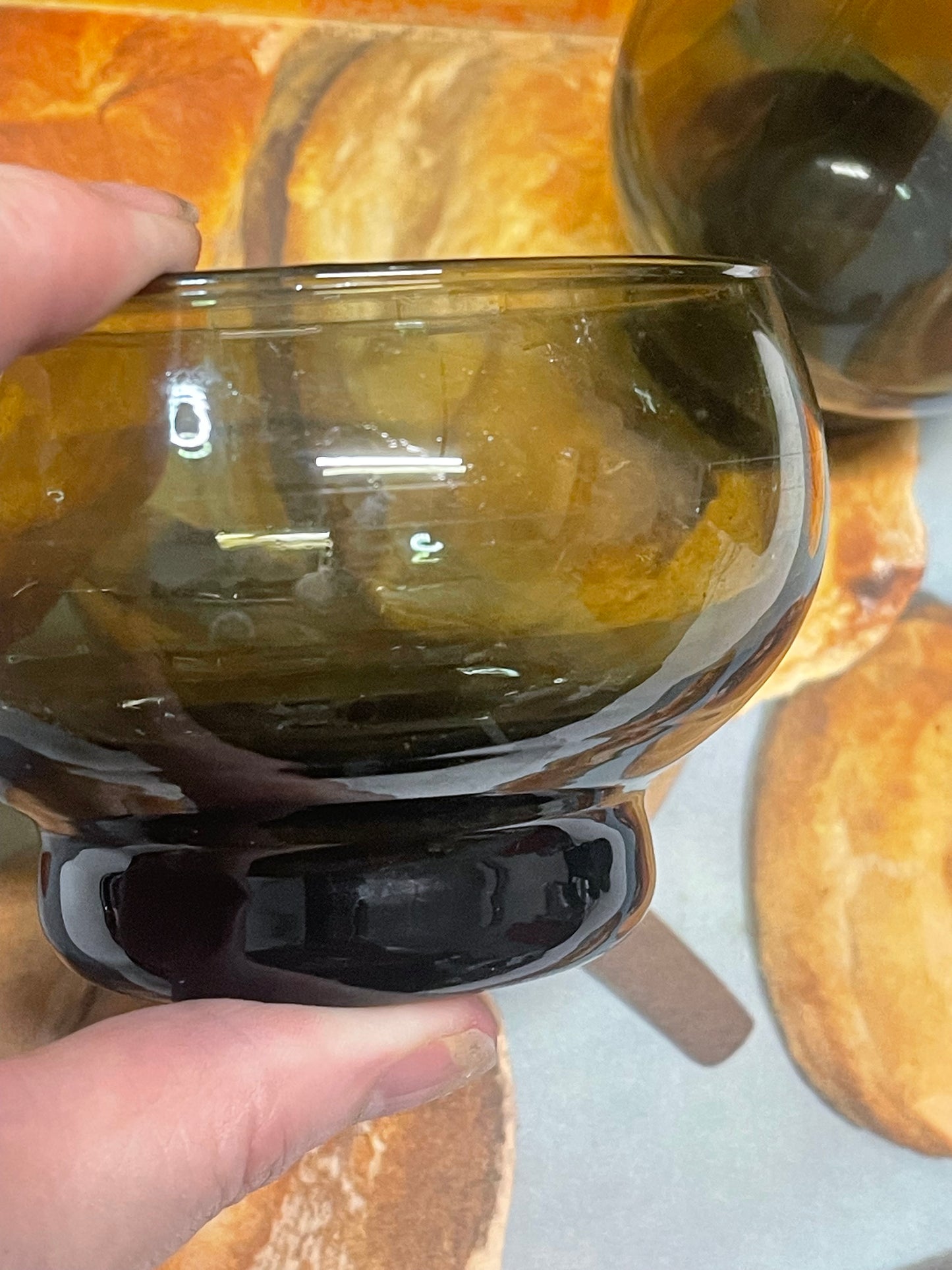 Vintage Smoked Glass Sugar Bowl & Cream Jug Set – 1970s Amber Smoke Glass