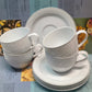 Noritake Japan Embossed White Cup & Saucer Set — Set of Four