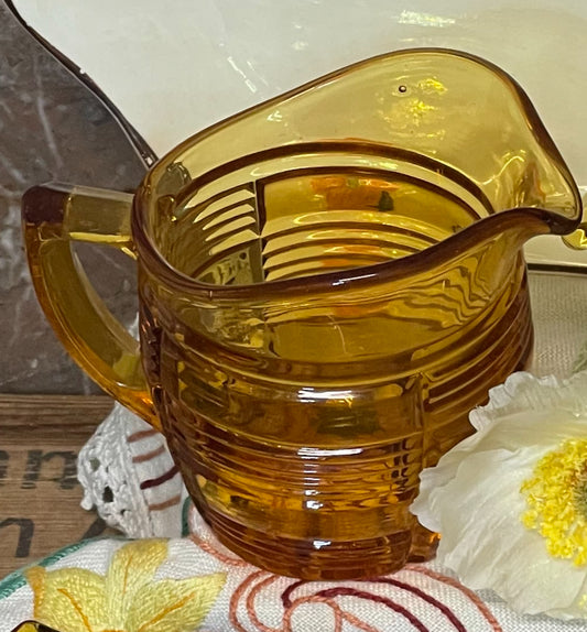Vintage Amber Glass Jug / Creamer – 7.5 cm