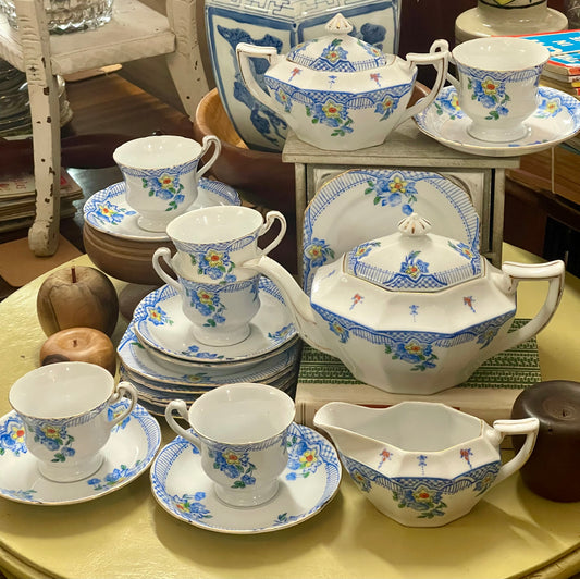 C.1940s Blue and White Teaset for six made in Japan