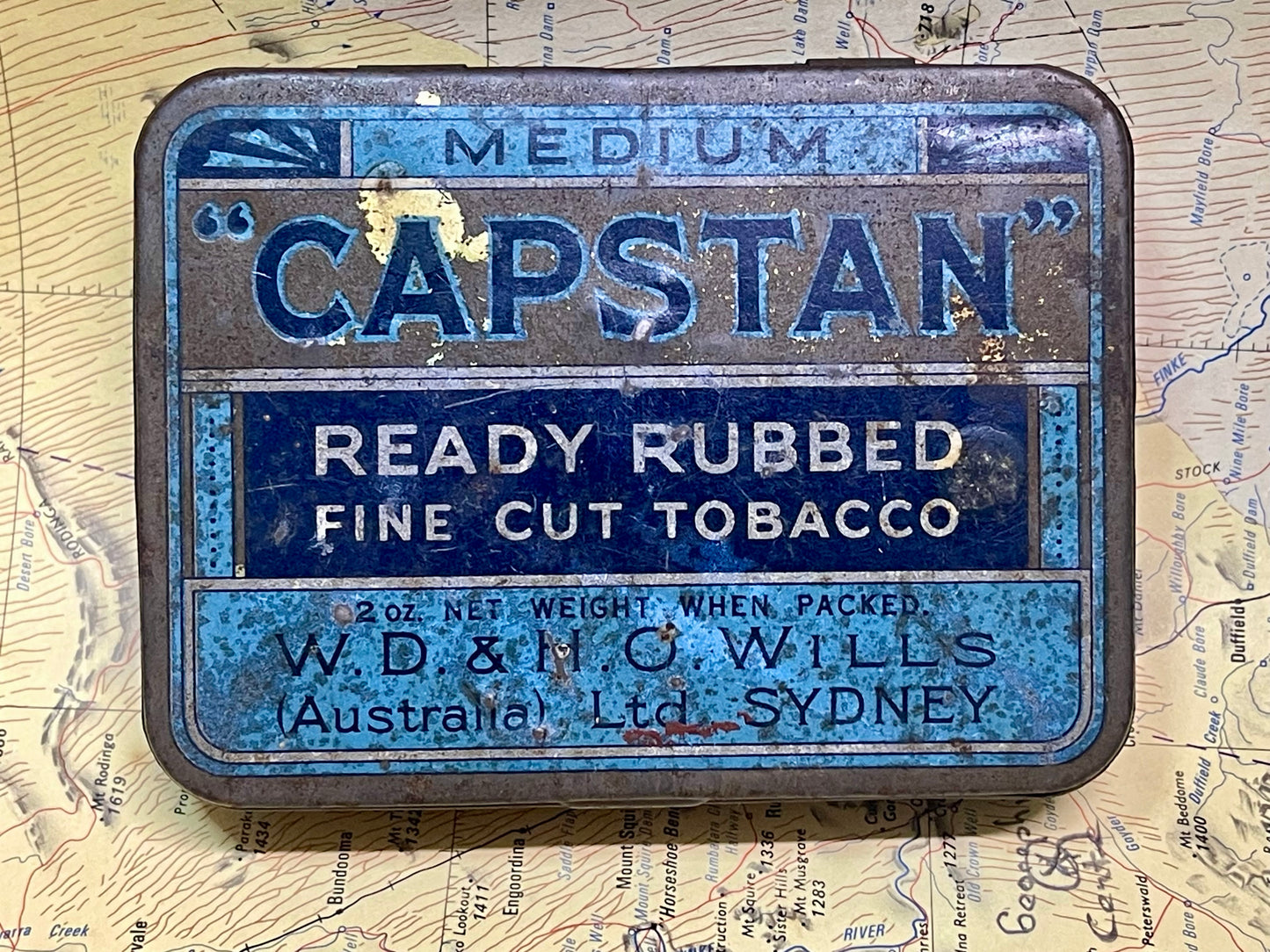 Vintage CAPSTAN Ready Rubbed Fine Cut Tobacco Tin