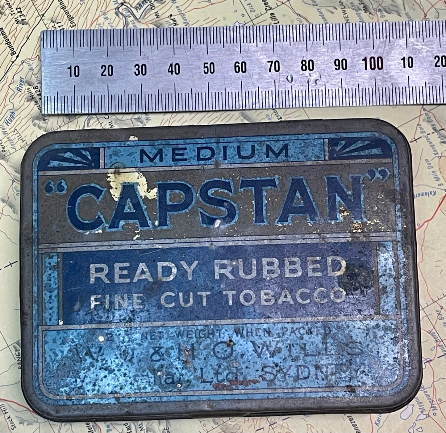 Vintage CAPSTAN Ready Rubbed Fine Cut Tobacco Tin