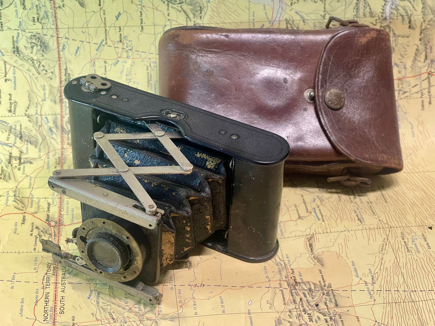 Antique Kodak No. 4A Folding Pocket Camera with Original Leather Case