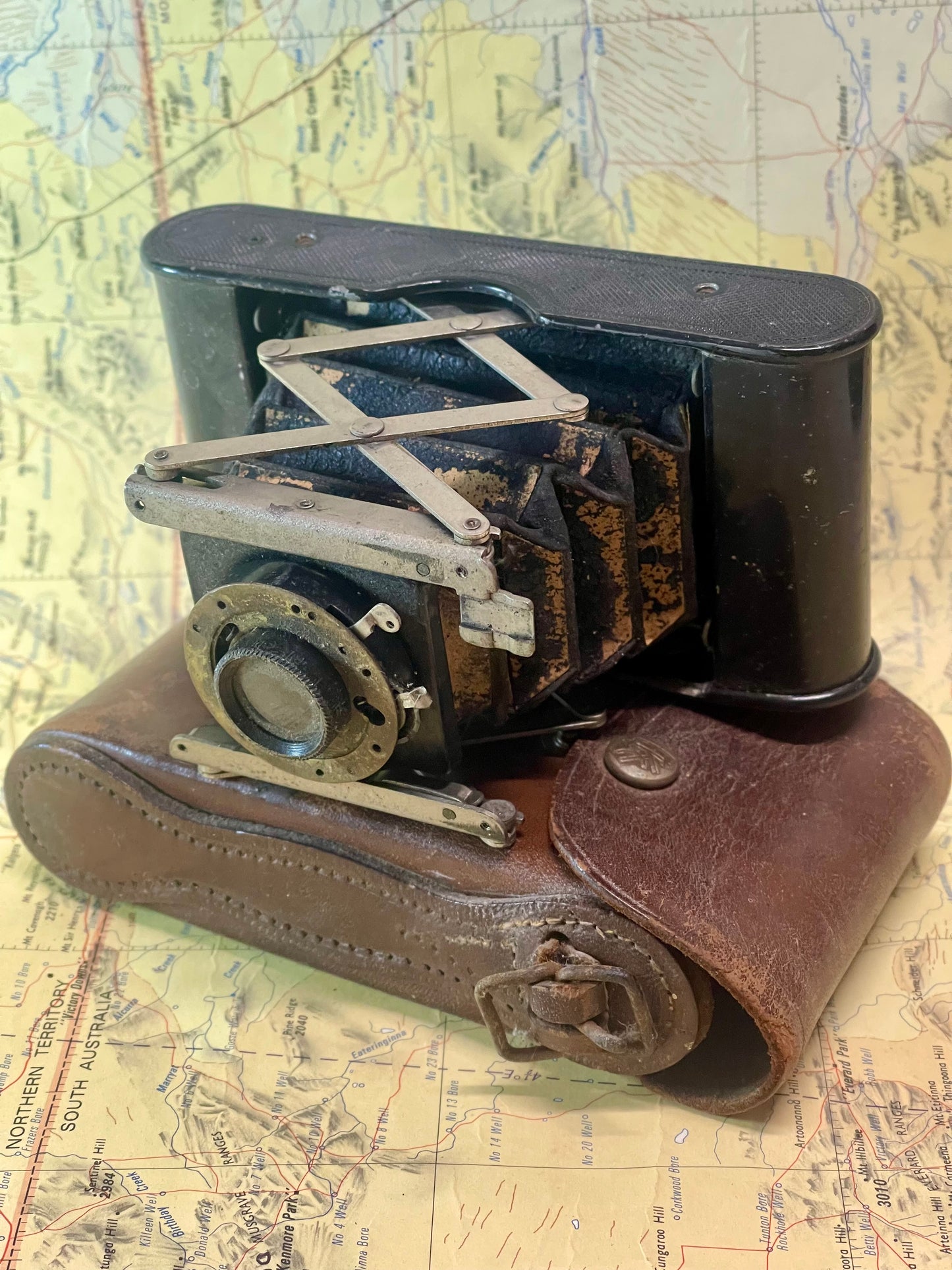 Antique Kodak No. 4A Folding Pocket Camera with Original Leather Case