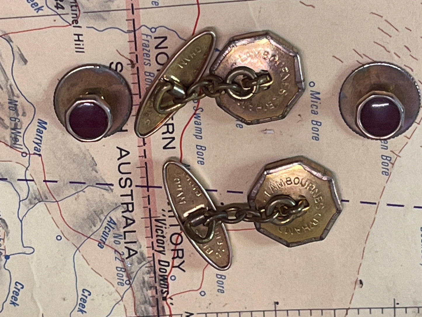 Vintage Swank Cufflinks & Stud Set with Original “A Stud in the Box is Worth xxxx the Bed” Case
