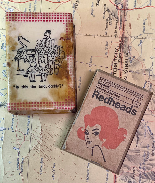 Vintage Brymay “Redheads” Matchbox & Humorous Matchbox Case Set