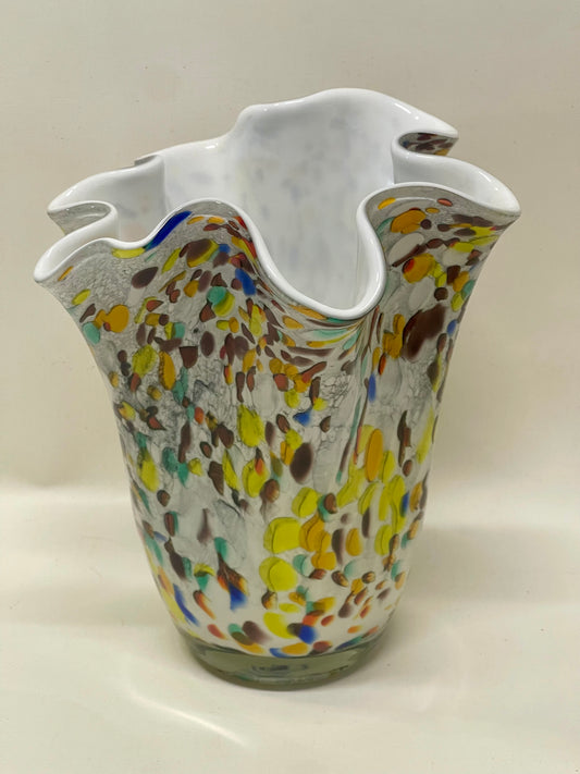 Large Mid-century Murano style confetti glass vase