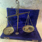 Vintage Miniature Brass Balance Scales in Original Velvet Case