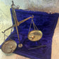 Vintage Miniature Brass Balance Scales in Original Velvet Case