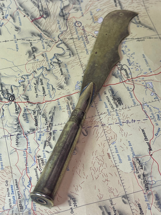 Vintage Brass Trench Art Letter Opener Made from Rifle Cartridge