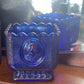 Fenton Cobalt Blue Carnival Glass Square Candy Dish Presidential Bicentennial