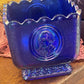 Fenton Cobalt Blue Carnival Glass Square Candy Dish Presidential Bicentennial