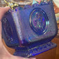 Fenton Cobalt Blue Carnival Glass Square Candy Dish Presidential Bicentennial