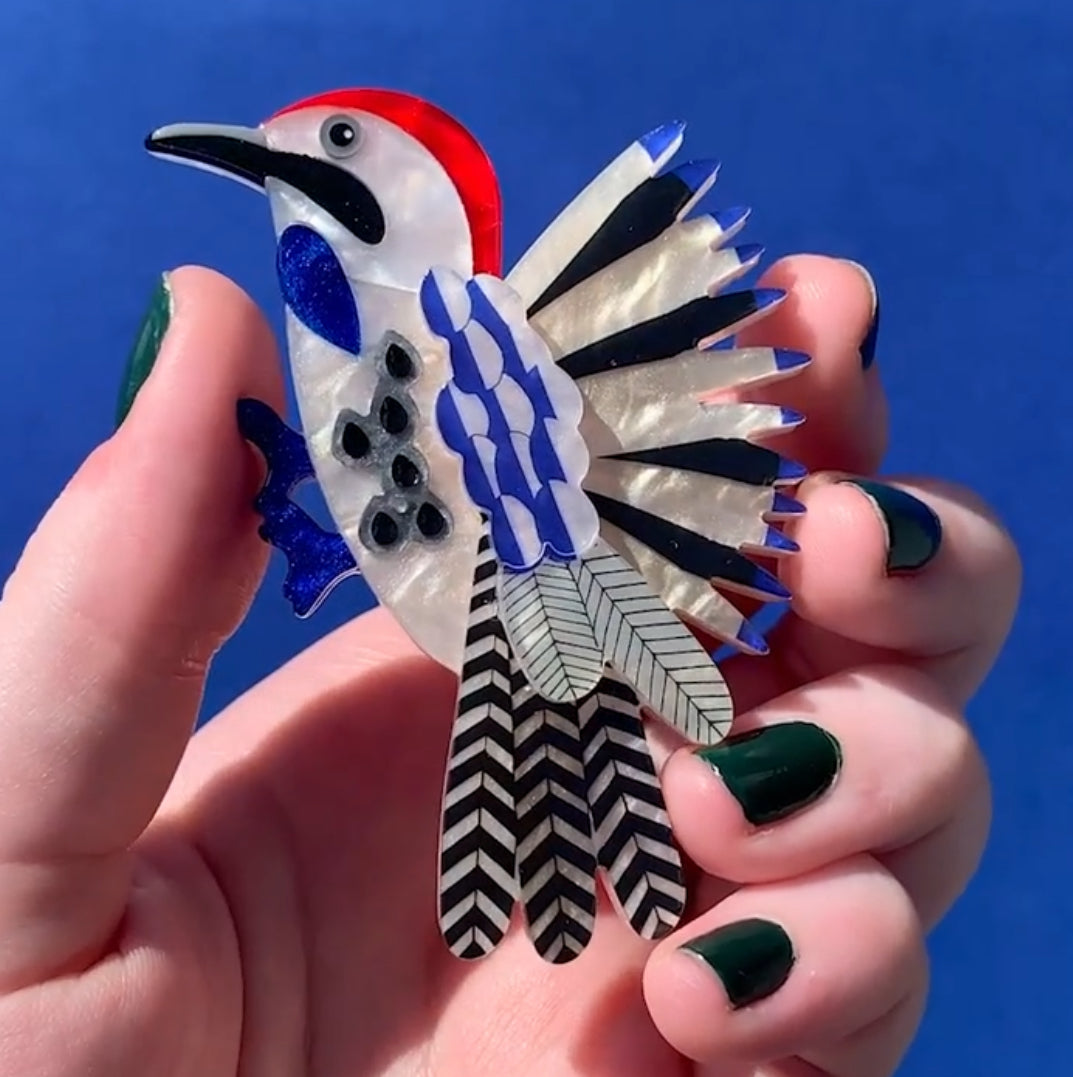 Wondrous Woodpecker Brooch (2024) Jocelyn Proust and Erstwilder