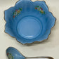 Vintage 1930s Small Noritake Blue Sauce Bowl, Plate & Spoon