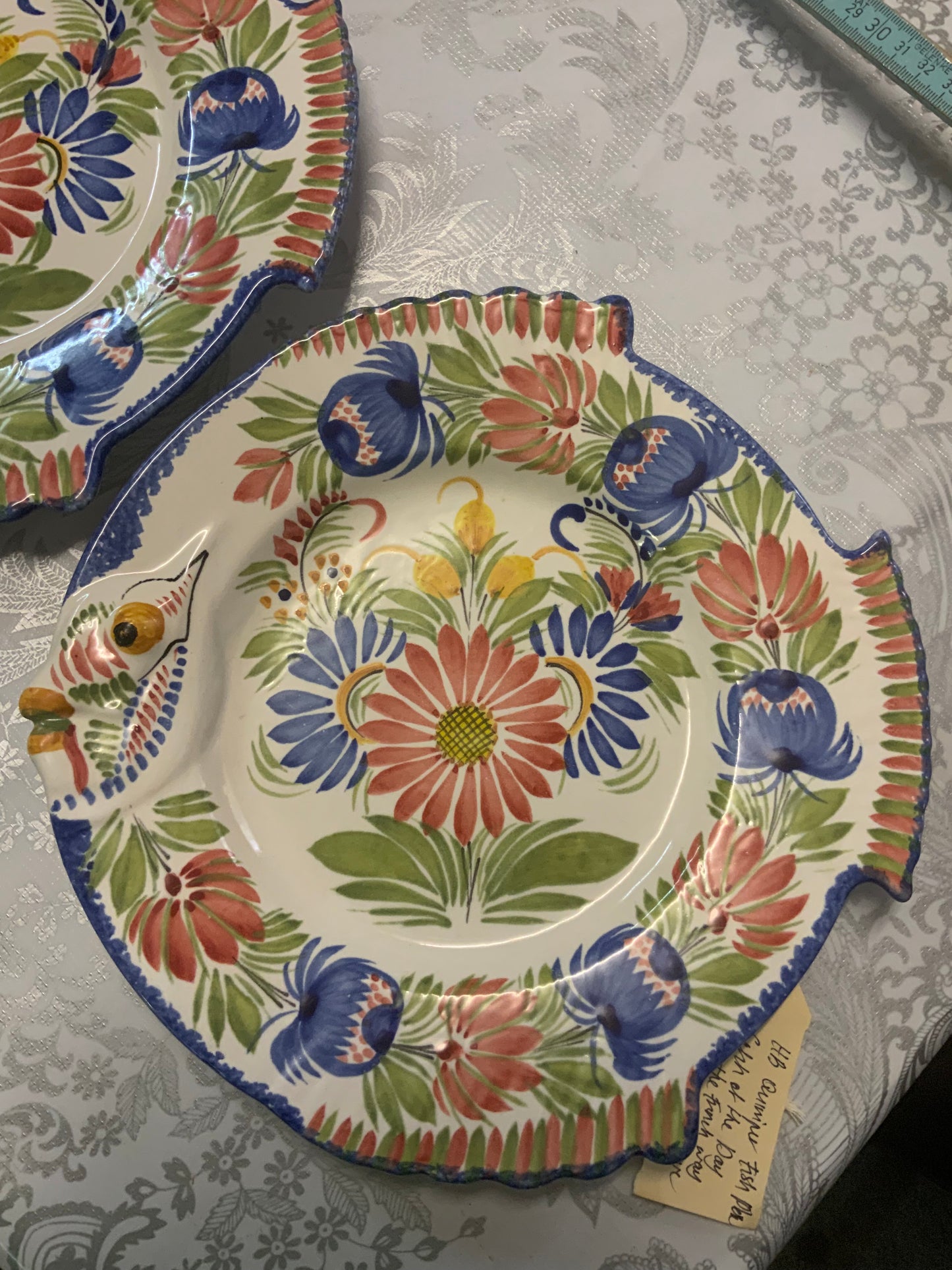 HB Quimper Faience Fish Dinner Plate 23 cm – Hand-Painted in France
